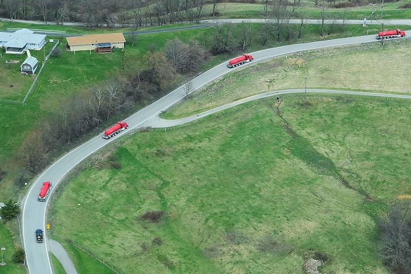 Transportation Trucks hauling brine in Moundsville, WV. Photo by Ted Auch.