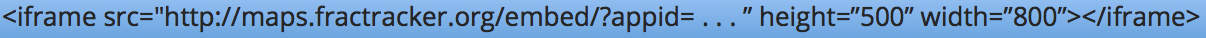 Final mock up of the code needed to embed a FracTracker map into a website
